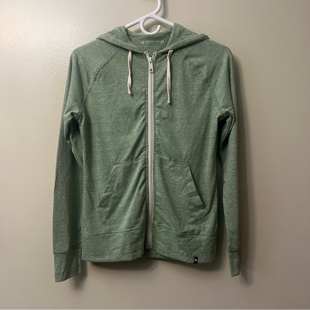 American Giant Women’s  Lightweight Full Zip Hoodie Green NWOT XS Made In USA
